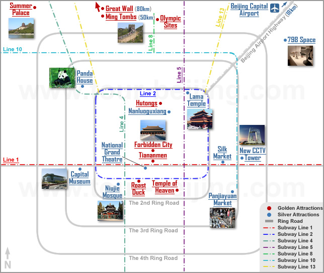 Beijing Top 10 and Travel Map