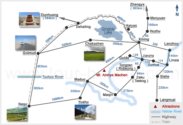 Qinghai Travel Route Map