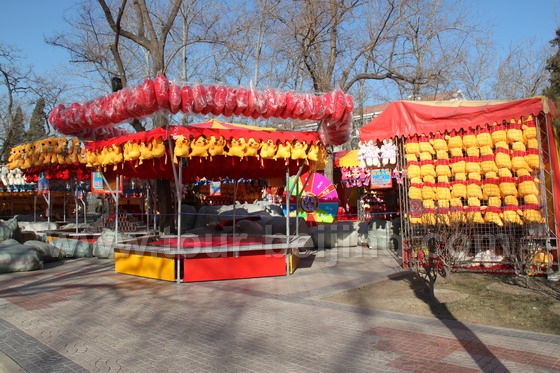 A game area for the temple fair in the park