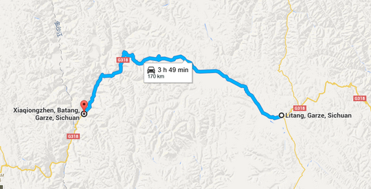 Drive from Litang to Batang along G38