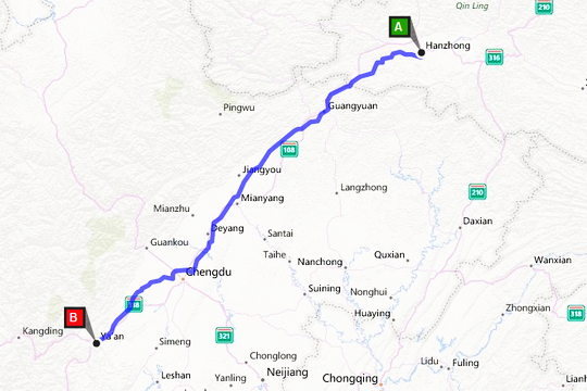 Hanzhong Ya'an Travel Map Screenshot