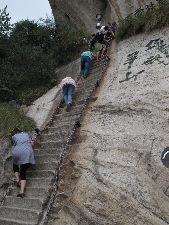 Have to use your hands and feet to ascend almost vertical rock faces with rock steps