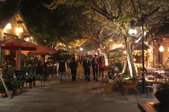 Plentiful pubs and bars lines on the sides