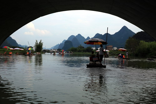 Rafting under Jinlong Bridge