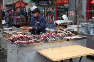 Skewered lamb barbecue