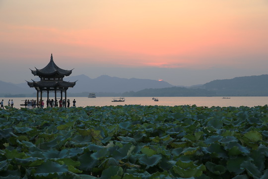 Sunset Glow Over West Lake