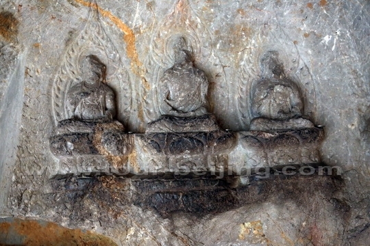 The Three Saints of the West carved in 951 inside the cave 