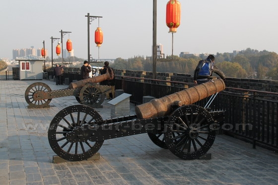 The ancient cannons on the top