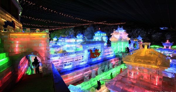 The colourful Ice Carvings