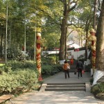 The path leads to the four major attraction in the garden within the white wall.