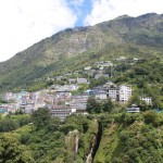 This is a mountain town like Zhangmu  seen from a distance