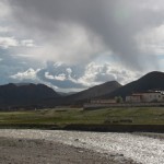 This is our hotel - Qomolangma Hotel north of the street and cross the river.