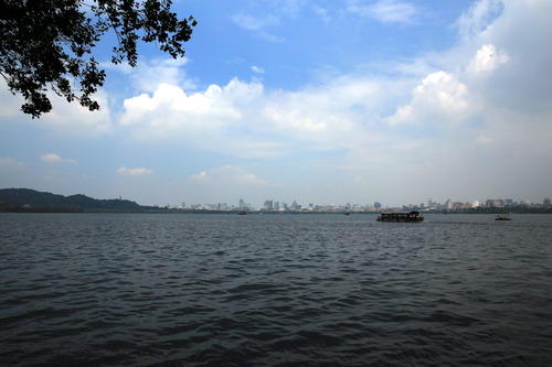Look into the distant northeast shoreline of West Lake.