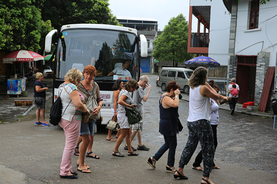 a busload of tourists from Spain. 