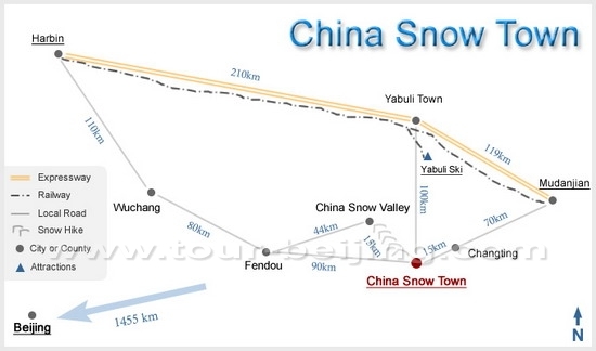 China Snow Town Tourist Map