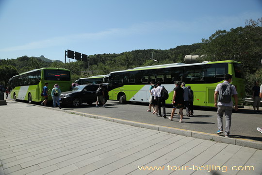 Free shuttle buses are waiting outside the train station