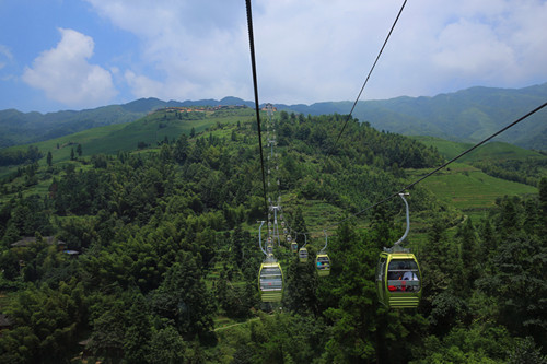 Take the cable car at Longji Terraced Paddy Fields