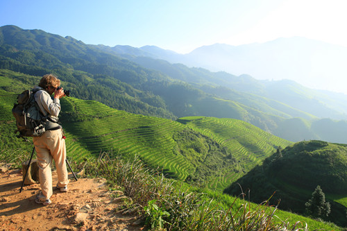Snapping pictures of the rice terraces
