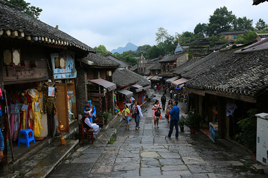 Qingya's south street with stone flagged road 