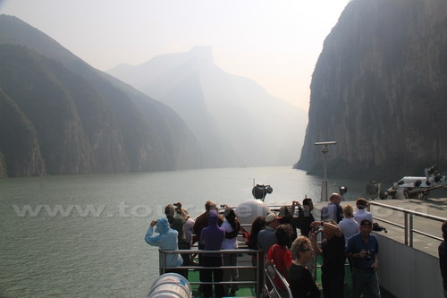 Passing Qutang Gorge, one of the three gorges on Yangtze River