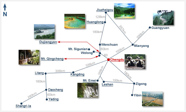 Chengdu Vicinity Tourist Map