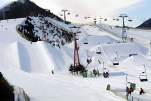 南山滑雪场占地面积4000余亩,是及华北地区唯一集滑雪,滑道,滑翔