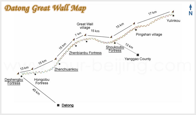 Datong Great Wall Tour Map