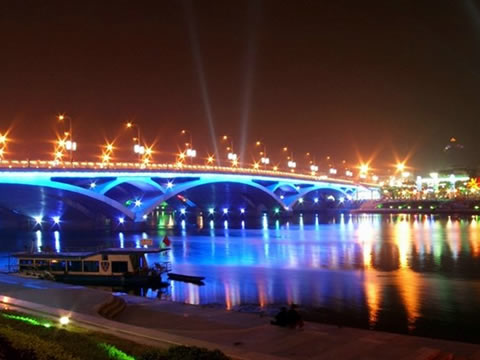 Guilin A nighttime along the Li River