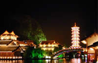 Guilin A nighttime along the Li River