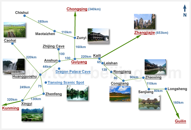 Guizhou Highlight Tourist Map