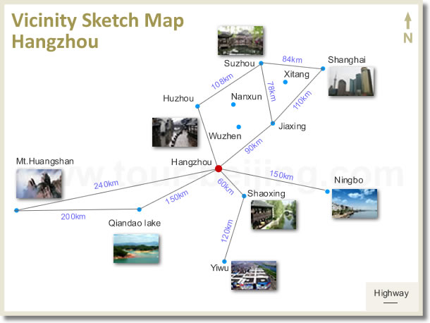 Hangzhou Side Trip Road Map
