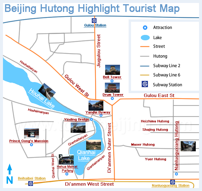 Beijing Hutong Highlight Tourist Map