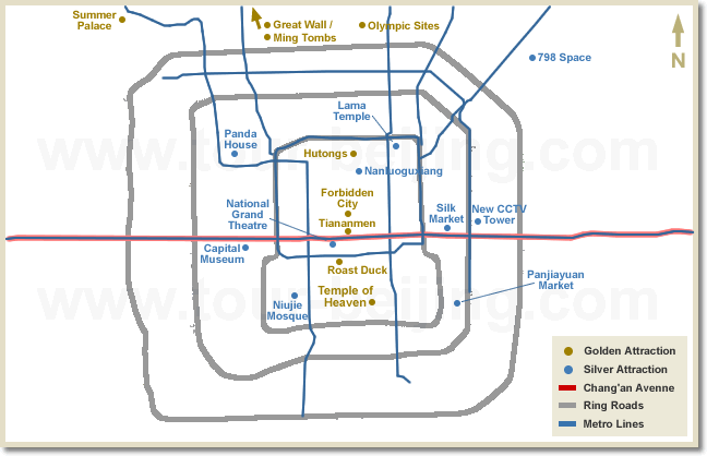 Beijing Top 10 and Travel Map