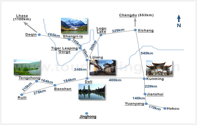 Yunnan Highlight Tourist Map