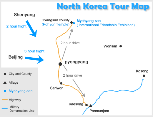 North Korea Tour Map