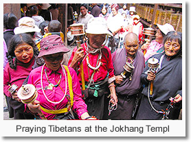 Praying Tibetans at the Jokhang Templ