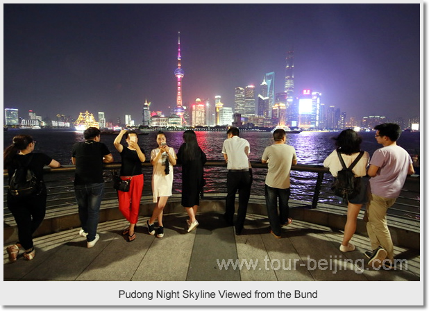 Pudong Night Skyline Viewed from the Bund