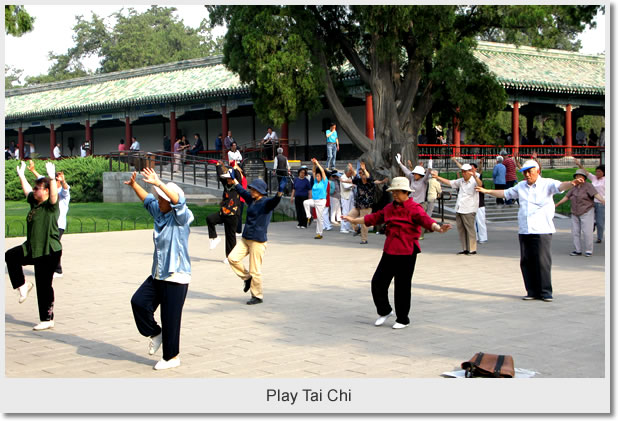 Local people play Tai Chi