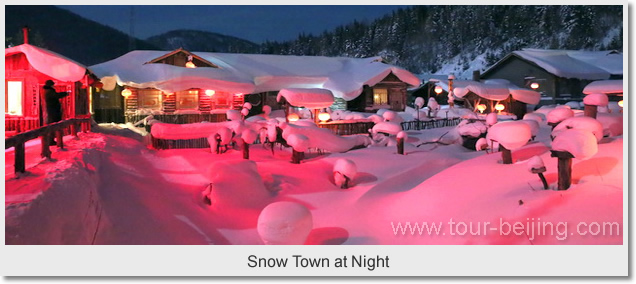 Snow Town at Night