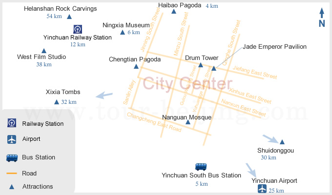 Yinchuan Tourist Map