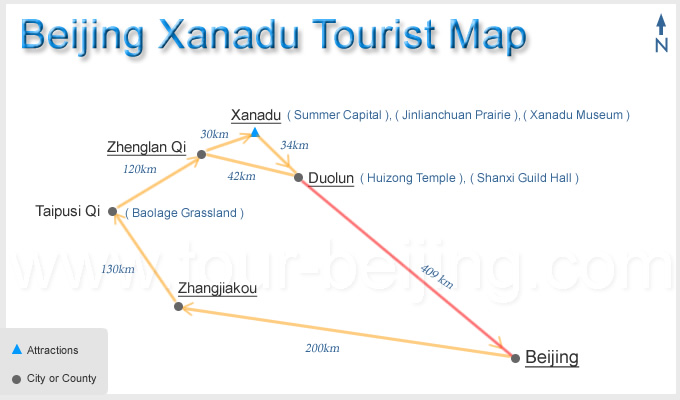 Beijing Xanadu Tourist Map