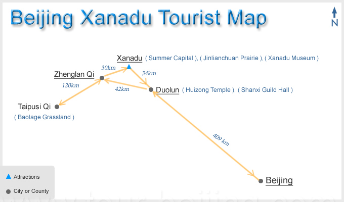 Beijing Xanadu Tourist Map