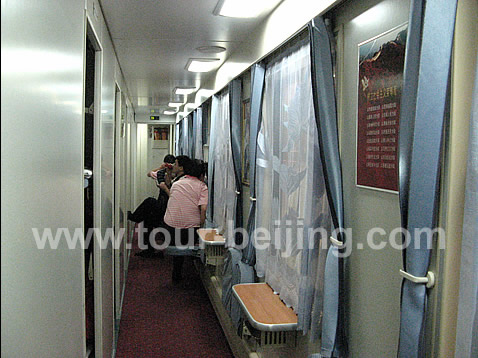 Corridor of the sleeper car, clean and comfortable
