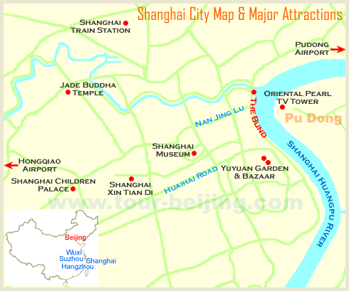 Shanghai  on Shanghai City Map   Major Attractions