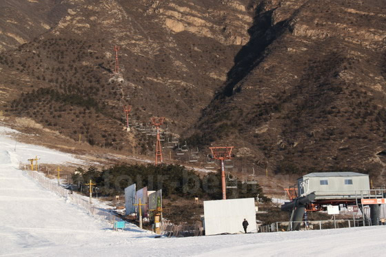 The two chair lifts to move skiers to the advanced ski trail.