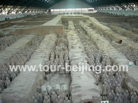 Pottery soldiers unearthed at Pit 1 of  Museum of Qin Terra Cotta Warriors and Horses