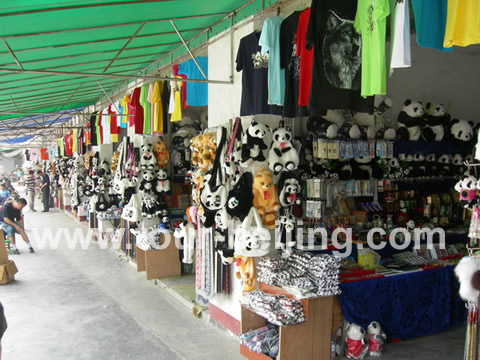 There are lots of stalls selling panda related stuff