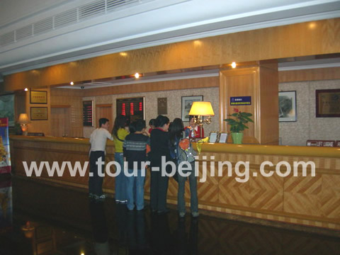 Front desk of Hua Sheng Hotel - a very nice 4 star hotel we stayed at Leshan County