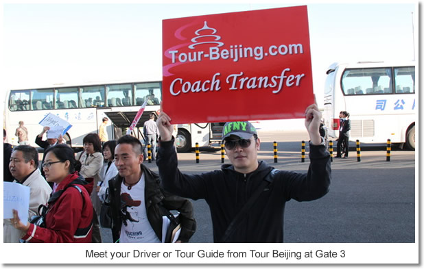 Meet your Driver or Tour Guide from Tour Beijing at Gate 3