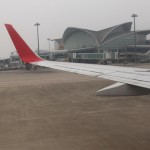 Arrival at Hangzhou Xiaoshan International Airport in a foggy day.